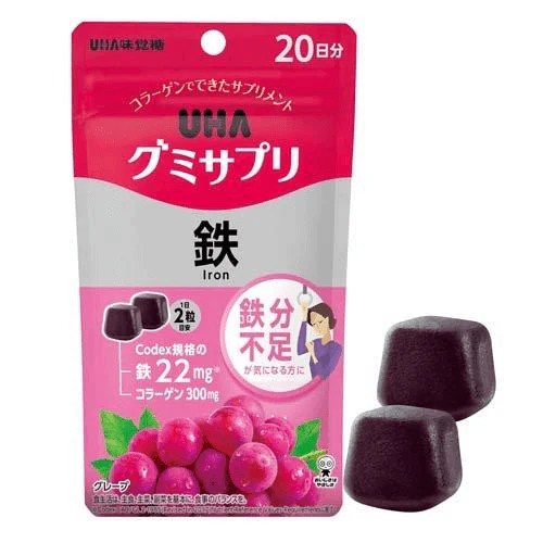 日本UHA味覺糖 營養補充軟糖 補鐵(葡萄口味) 20日份 40粒